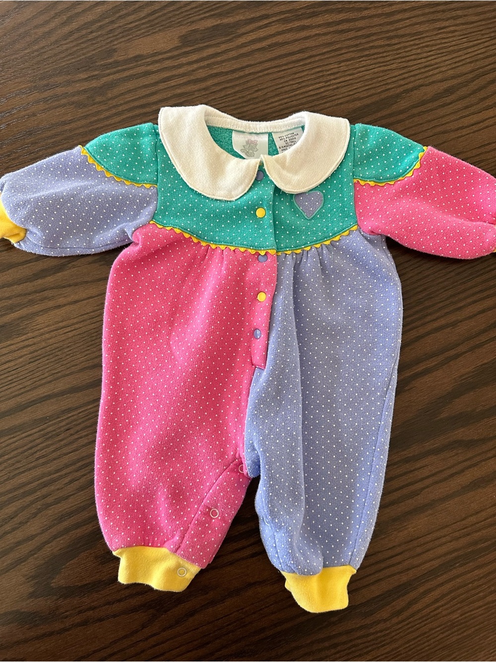 Vintage Colour Block Romper with Polka Dots